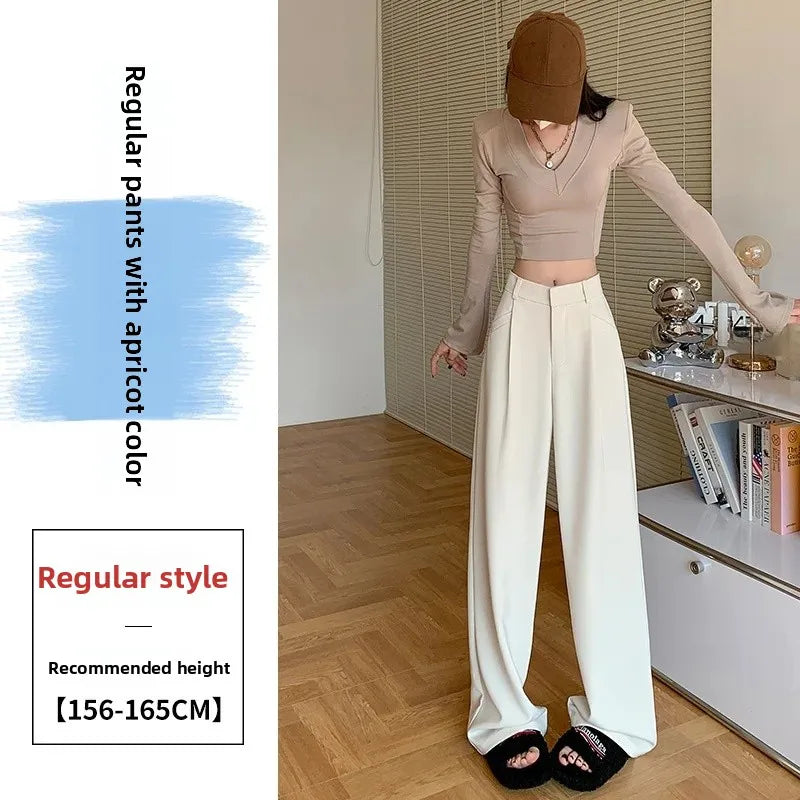 High Waist Wide Leg Straight Casual Pants Spring New Style Women's Suit Pants Floor Length Trousers Comfortable Fit Long Trouser Hussaynce