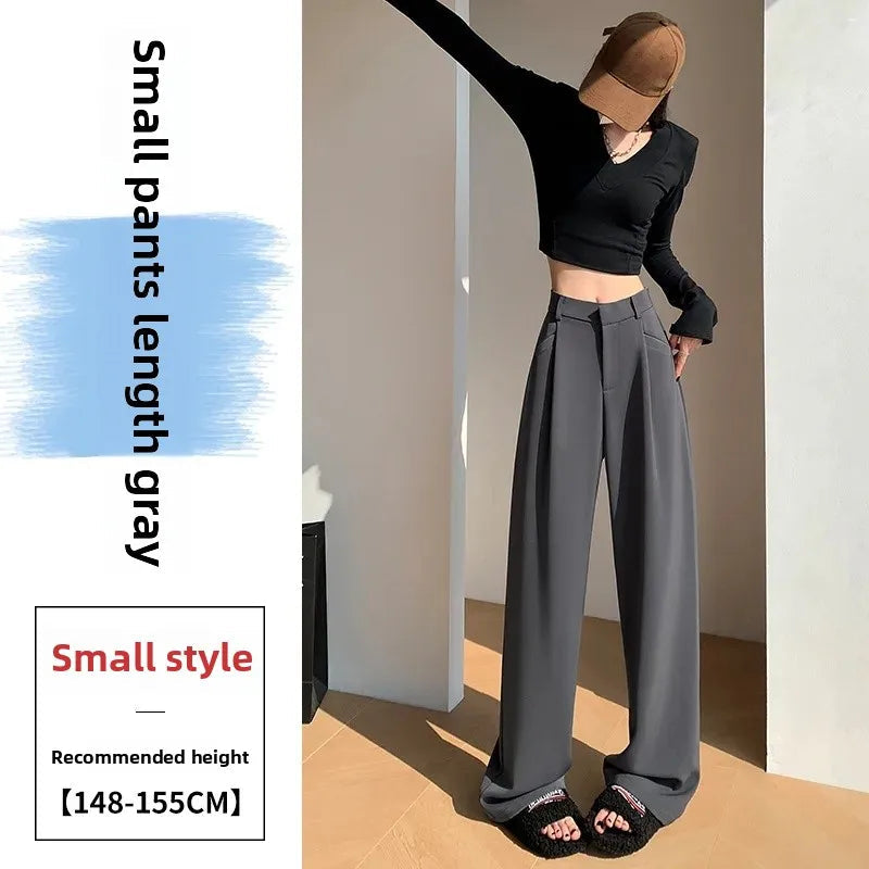 High Waist Wide Leg Straight Casual Pants Spring New Style Women's Suit Pants Floor Length Trousers Comfortable Fit Long Trouser Hussaynce