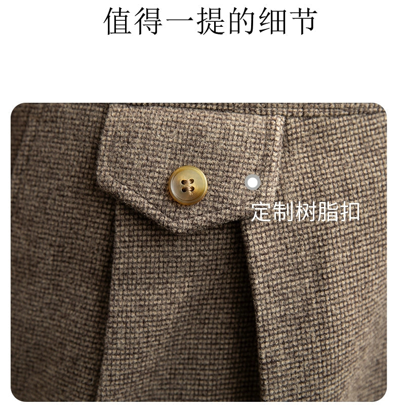 Deer Sanxian Business Gurkha Casual High Waist Straight Pants Commuter Autumn and Winter Warm Retro Straight Pants Men Hussaynce
