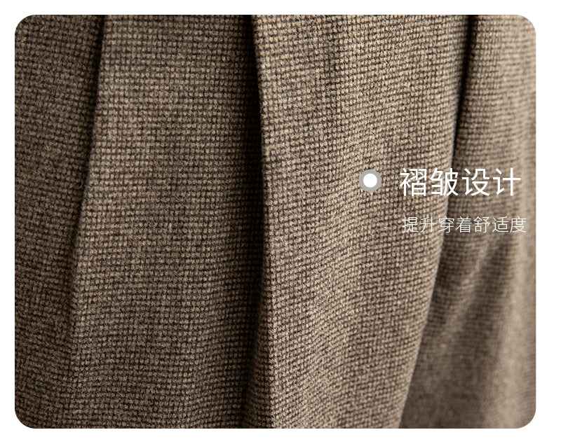Deer Sanxian Business Gurkha Casual High Waist Straight Pants Commuter Autumn and Winter Warm Retro Straight Pants Men Hussaynce