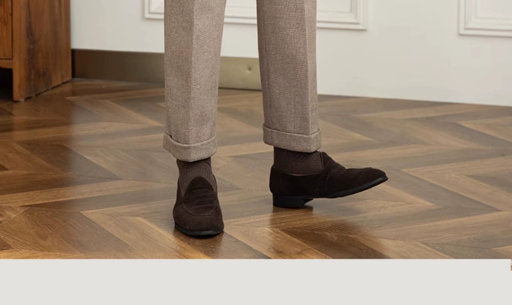 Deer Sanxian Business Gurkha Casual High Waist Straight Pants Commuter Autumn and Winter Warm Retro Straight Pants Men Hussaynce