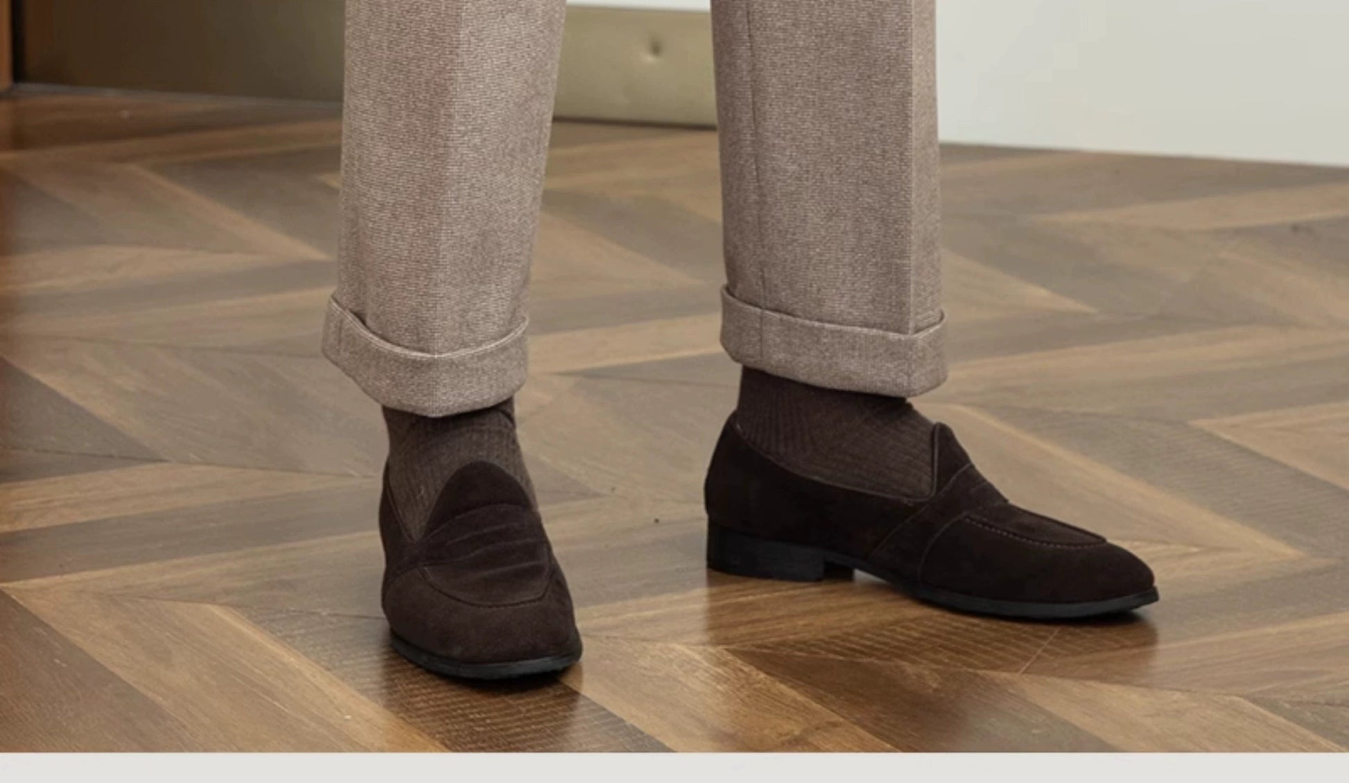 Deer Sanxian Business Gurkha Casual High Waist Straight Pants Commuter Autumn and Winter Warm Retro Straight Pants Men Hussaynce