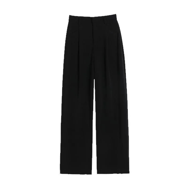 High Waist Wide Leg Straight Casual Pants Spring New Style Women's Suit Pants Floor Length Trousers Comfortable Fit Long Trouser Hussaynce