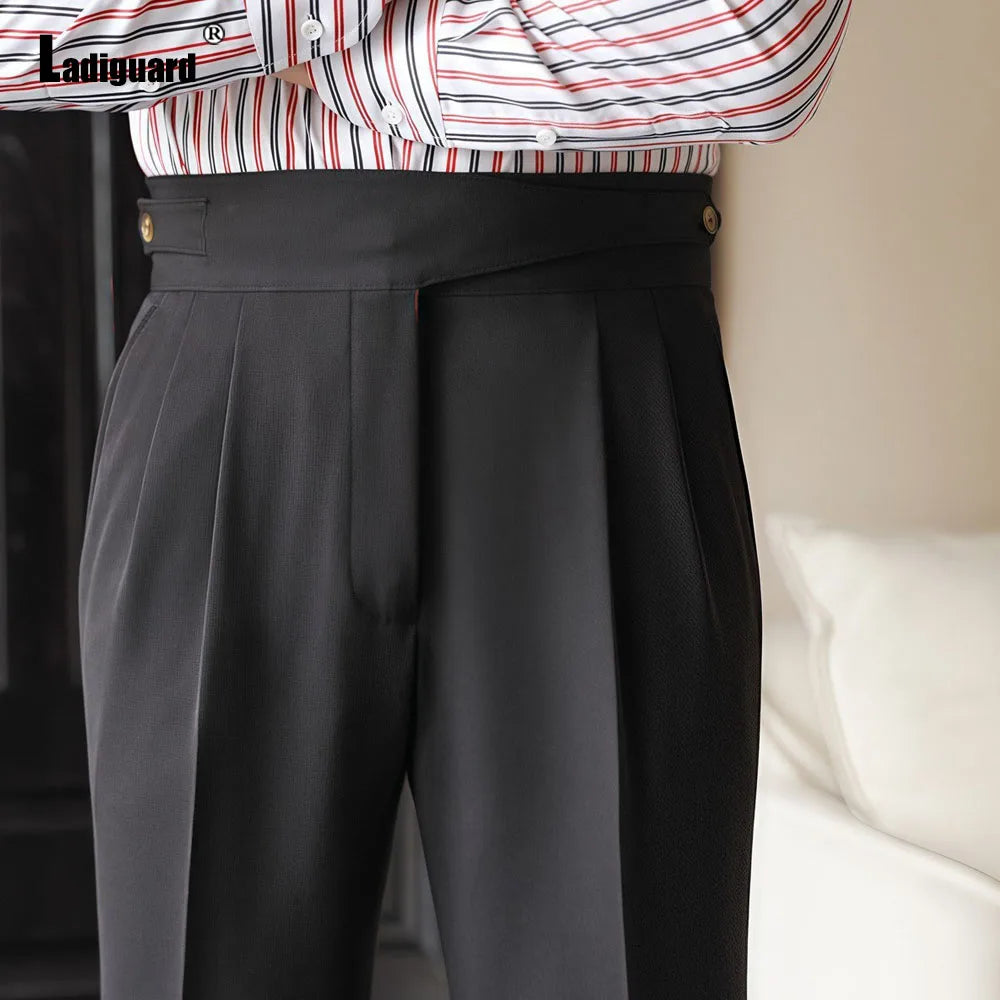 2025 Men's Stand Pocket Fashion Naple Pants Solid White Khaki Trouser Mens Elegant Straight Pants Male Ankle-Length Bottoms New Hussaynce