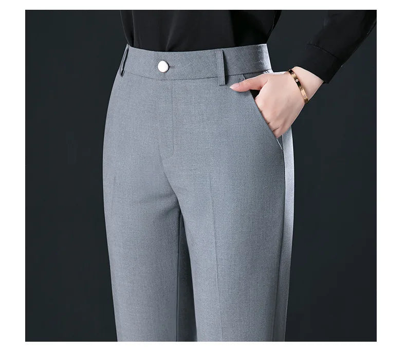 Fashion Women's Suit Pants Black Gray Khaki Pantalones Spring and Autumn Female Slim Trousers 26 27 28 29 30 31 32 33 Hussaynce