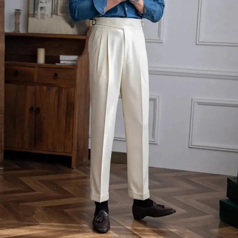 2023 Autumn/winter New Italian Style High-waisted Straight-leg Long Pants Casual Versatile Trousers For British Men Hussaynce