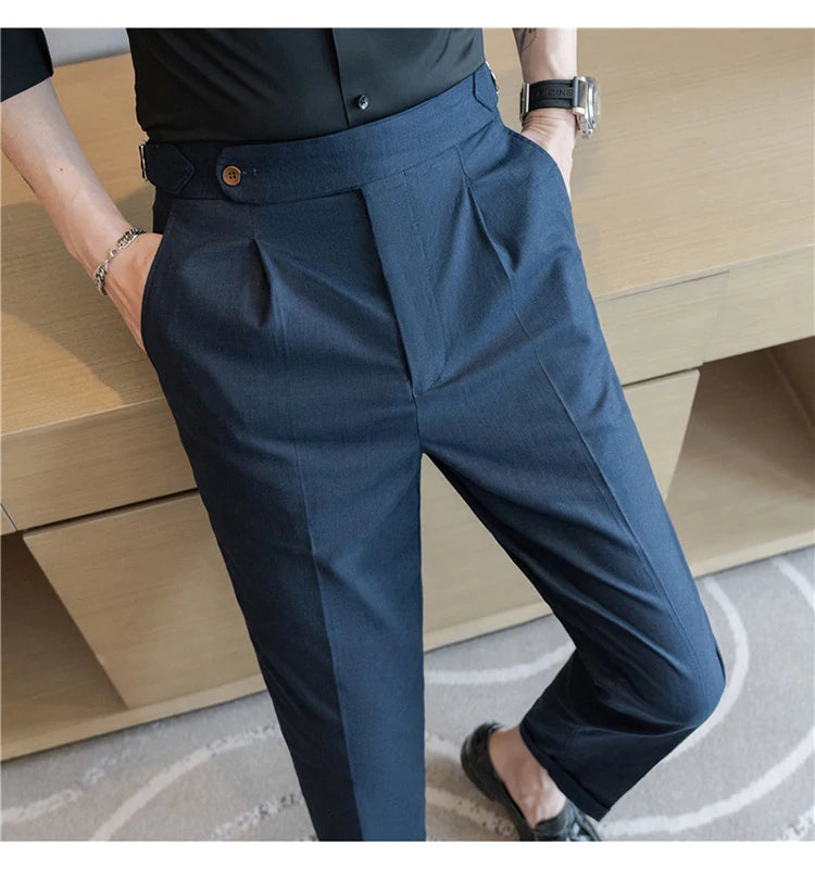 90% Linen 10% Cotton 2024 Suit Pants Naples Breathable Casual Pants Men's Height Suit Pant M-3XL Men's Straight Pants