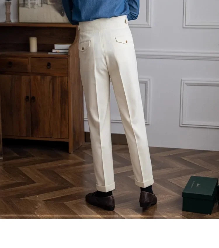 2023 Autumn/winter New Italian Style High-waisted Straight-leg Long Pants Casual Versatile Trousers For British Men Hussaynce