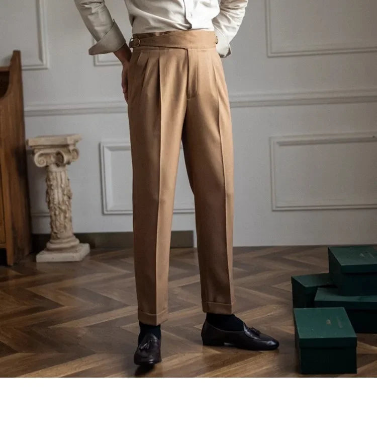 2023 Autumn/winter New Italian Style High-waisted Straight-leg Long Pants Casual Versatile Trousers For British Men Hussaynce