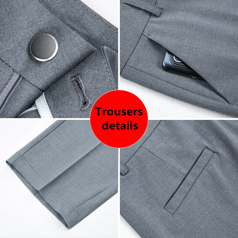 Fashion Women's Suit Pants Black Gray Khaki Pantalones Spring and Autumn Female Slim Trousers 26 27 28 29 30 31 32 33 Hussaynce