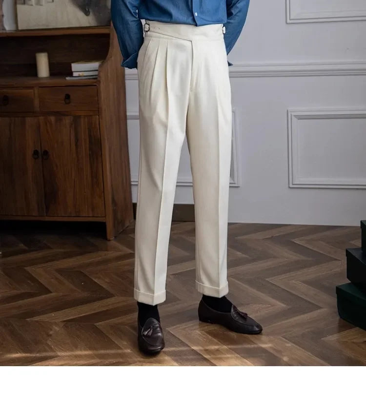 2023 Autumn/winter New Italian Style High-waisted Straight-leg Long Pants Casual Versatile Trousers For British Men Hussaynce