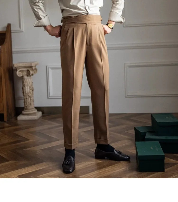 2023 Autumn/winter New Italian Style High-waisted Straight-leg Long Pants Casual Versatile Trousers For British Men Hussaynce