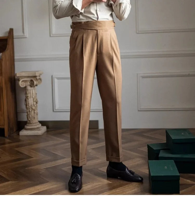 2023 Autumn/winter New Italian Style High-waisted Straight-leg Long Pants Casual Versatile Trousers For British Men Hussaynce