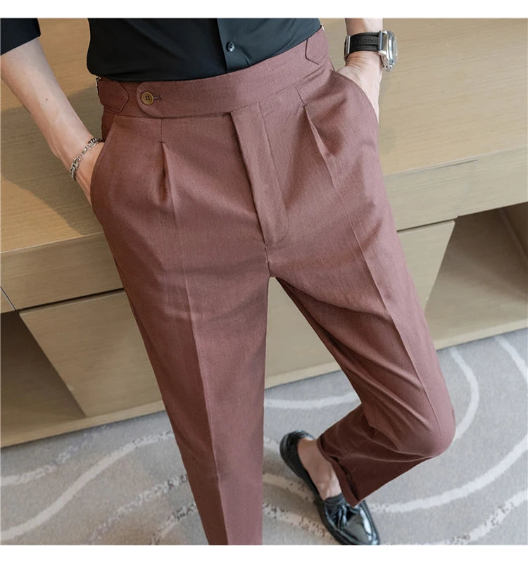 90% Linen 10% Cotton 2024 Suit Pants Naples Breathable Casual Pants Men's Height Suit Pant M-3XL Men's Straight Pants