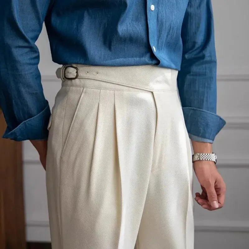 2023 Autumn/winter New Italian Style High-waisted Straight-leg Long Pants Casual Versatile Trousers For British Men Hussaynce