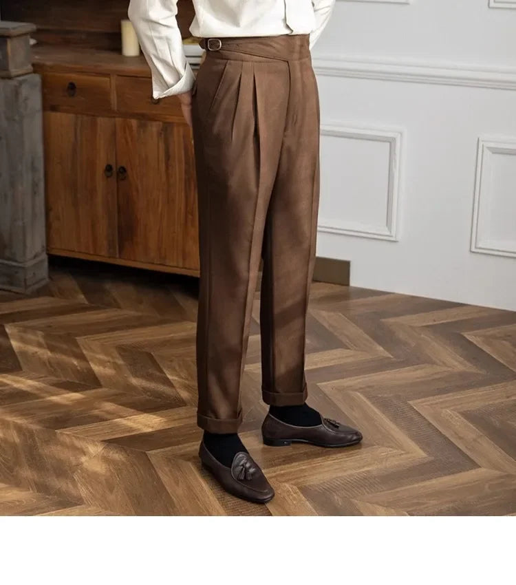 2023 Autumn/winter New Italian Style High-waisted Straight-leg Long Pants Casual Versatile Trousers For British Men Hussaynce