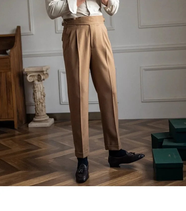 2023 Autumn/winter New Italian Style High-waisted Straight-leg Long Pants Casual Versatile Trousers For British Men Hussaynce