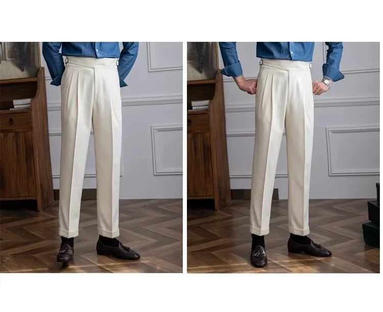 2023 Autumn/winter New Italian Style High-waisted Straight-leg Long Pants Casual Versatile Trousers For British Men Hussaynce