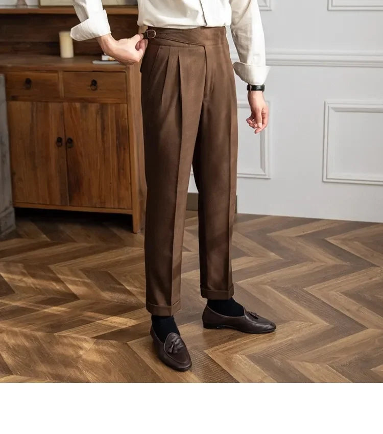 2023 Autumn/winter New Italian Style High-waisted Straight-leg Long Pants Casual Versatile Trousers For British Men Hussaynce