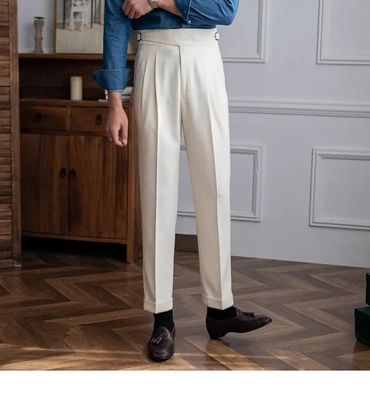 2023 Autumn/winter New Italian Style High-waisted Straight-leg Long Pants Casual Versatile Trousers For British Men Hussaynce
