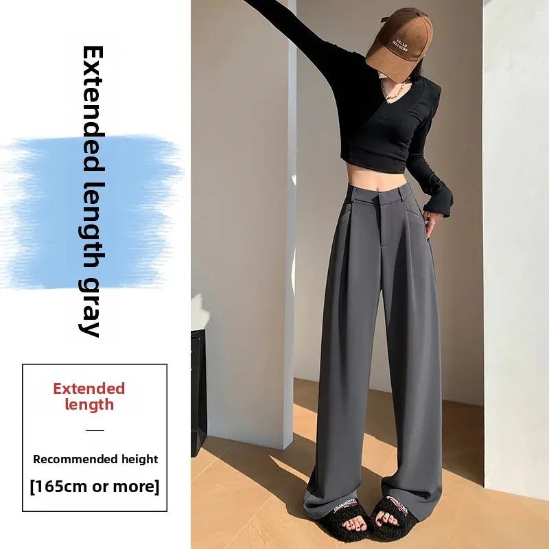 High Waist Wide Leg Straight Casual Pants Spring New Style Women's Suit Pants Floor Length Trousers Comfortable Fit Long Trouser Hussaynce
