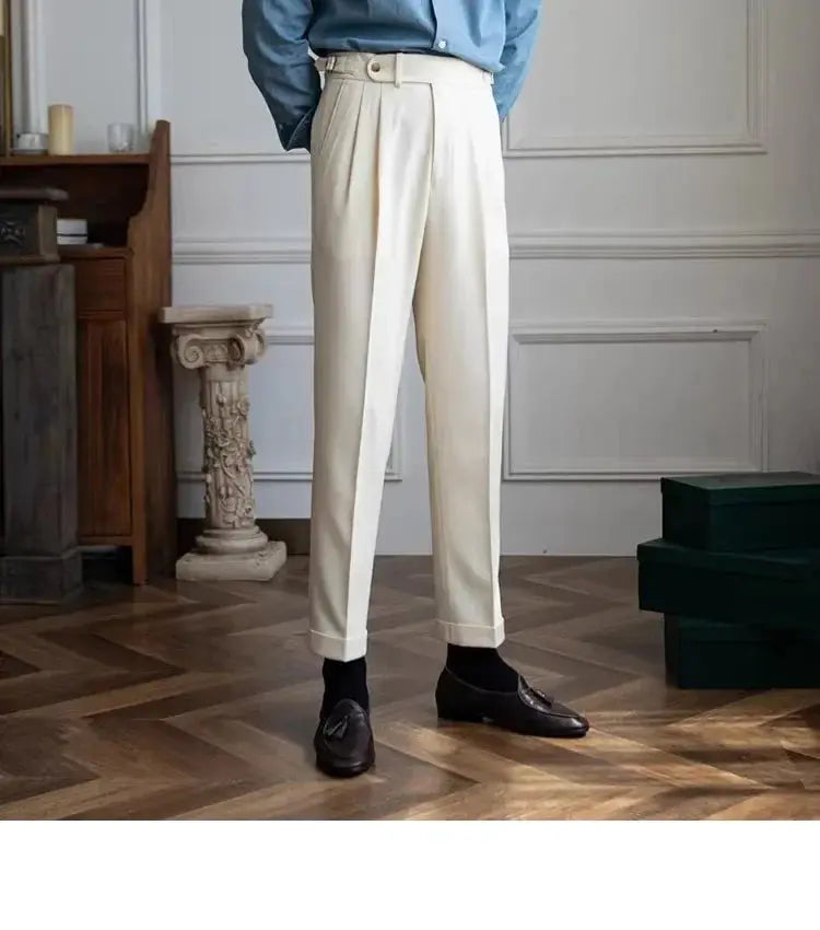 2023 Autumn/winter New Italian Style High-waisted Straight-leg Long Pants Casual Versatile Trousers For British Men Hussaynce