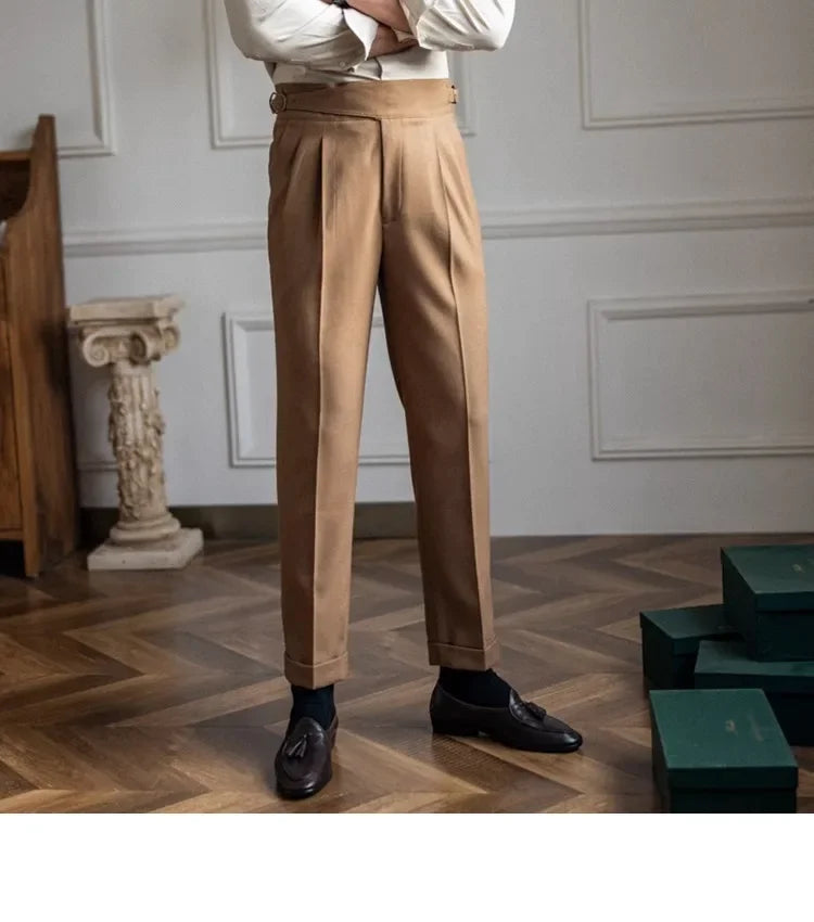 2023 Autumn/winter New Italian Style High-waisted Straight-leg Long Pants Casual Versatile Trousers For British Men Hussaynce
