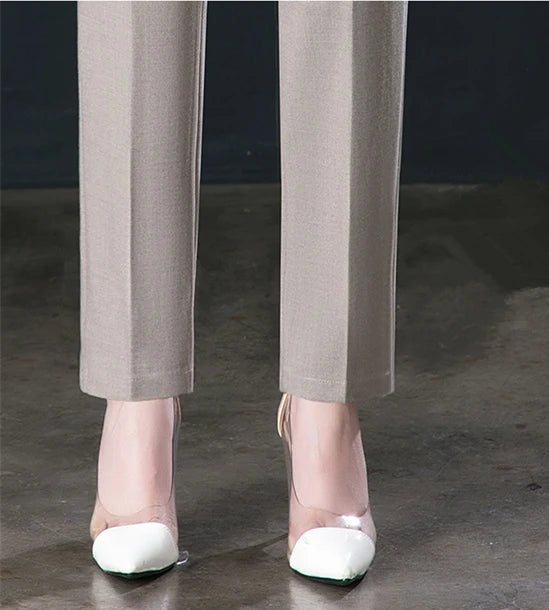 Fashion Women's Suit Pants Black Gray Khaki Pantalones Spring and Autumn Female Slim Trousers 26 27 28 29 30 31 32 33 Hussaynce