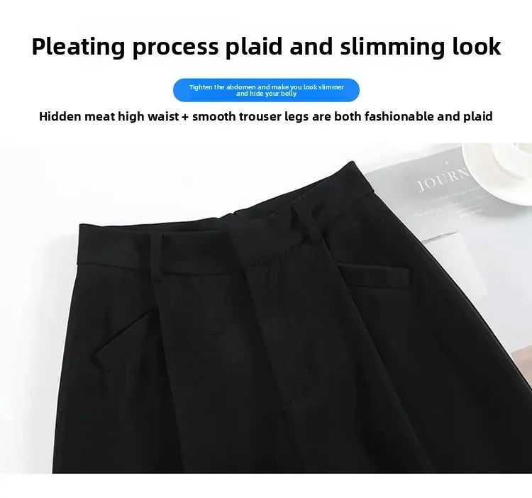 High Waist Wide Leg Straight Casual Pants Spring New Style Women's Suit Pants Floor Length Trousers Comfortable Fit Long Trouser Hussaynce