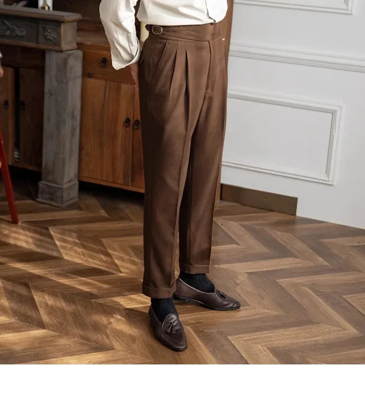 2023 Autumn/winter New Italian Style High-waisted Straight-leg Long Pants Casual Versatile Trousers For British Men Hussaynce