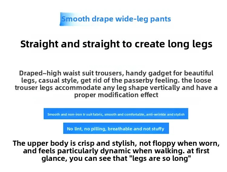 High Waist Wide Leg Straight Casual Pants Spring New Style Women's Suit Pants Floor Length Trousers Comfortable Fit Long Trouser Hussaynce