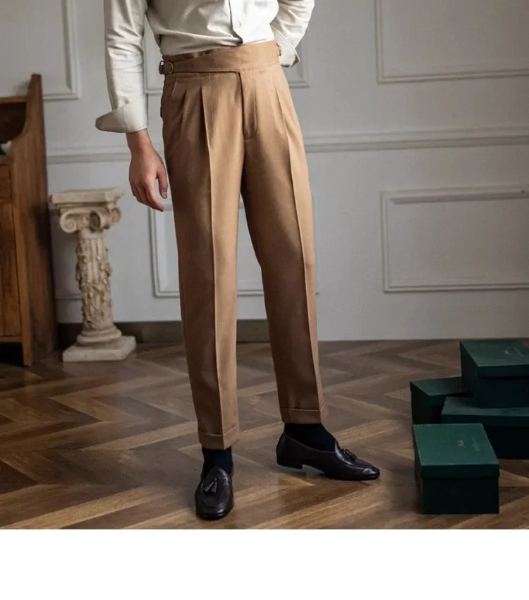 2023 Autumn/winter New Italian Style High-waisted Straight-leg Long Pants Casual Versatile Trousers For British Men Hussaynce