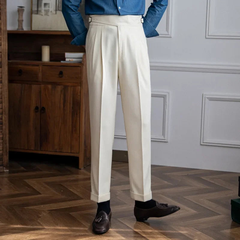 2023 Autumn/winter New Italian Style High-waisted Straight-leg Long Pants Casual Versatile Trousers For British Men Hussaynce