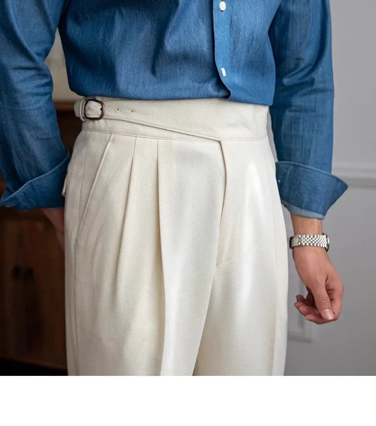 2023 Autumn/winter New Italian Style High-waisted Straight-leg Long Pants Casual Versatile Trousers For British Men Hussaynce