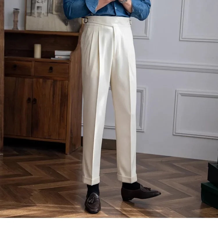 2023 Autumn/winter New Italian Style High-waisted Straight-leg Long Pants Casual Versatile Trousers For British Men Hussaynce