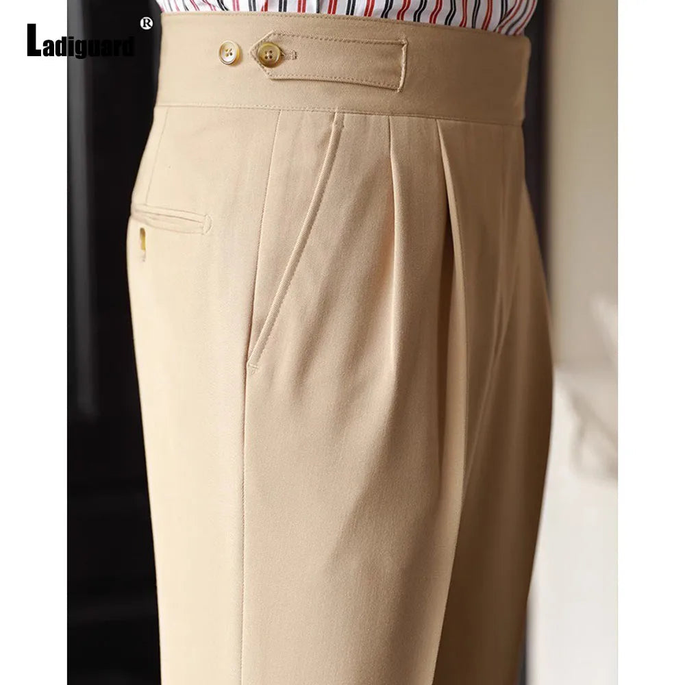 2025 Men's Stand Pocket Fashion Naple Pants Solid White Khaki Trouser Mens Elegant Straight Pants Male Ankle-Length Bottoms New Hussaynce