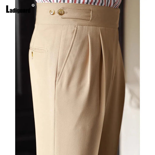 2025 Men's Stand Pocket Fashion Naple Pants Solid White Khaki Trouser Mens Elegant Straight Pants Male Ankle-Length Bottoms New Hussaynce