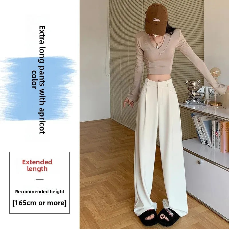 High Waist Wide Leg Straight Casual Pants Spring New Style Women's Suit Pants Floor Length Trousers Comfortable Fit Long Trouser Hussaynce