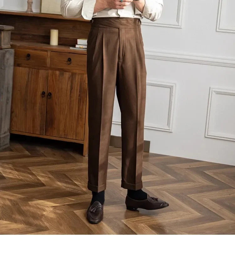 2023 Autumn/winter New Italian Style High-waisted Straight-leg Long Pants Casual Versatile Trousers For British Men Hussaynce