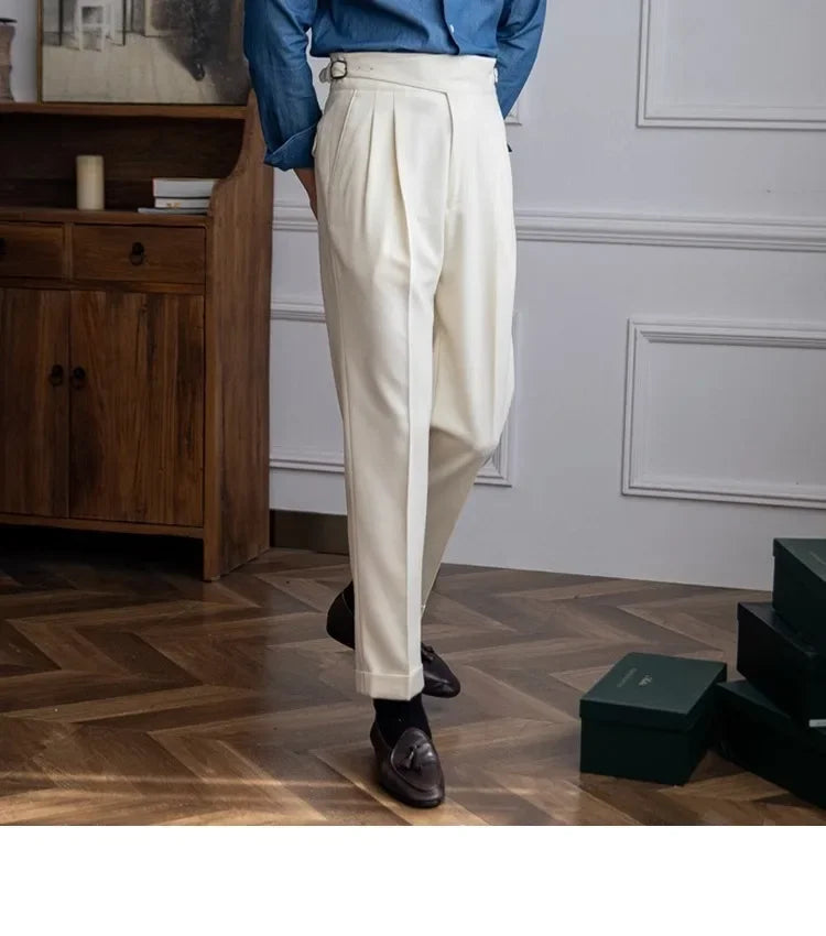 2023 Autumn/winter New Italian Style High-waisted Straight-leg Long Pants Casual Versatile Trousers For British Men Hussaynce