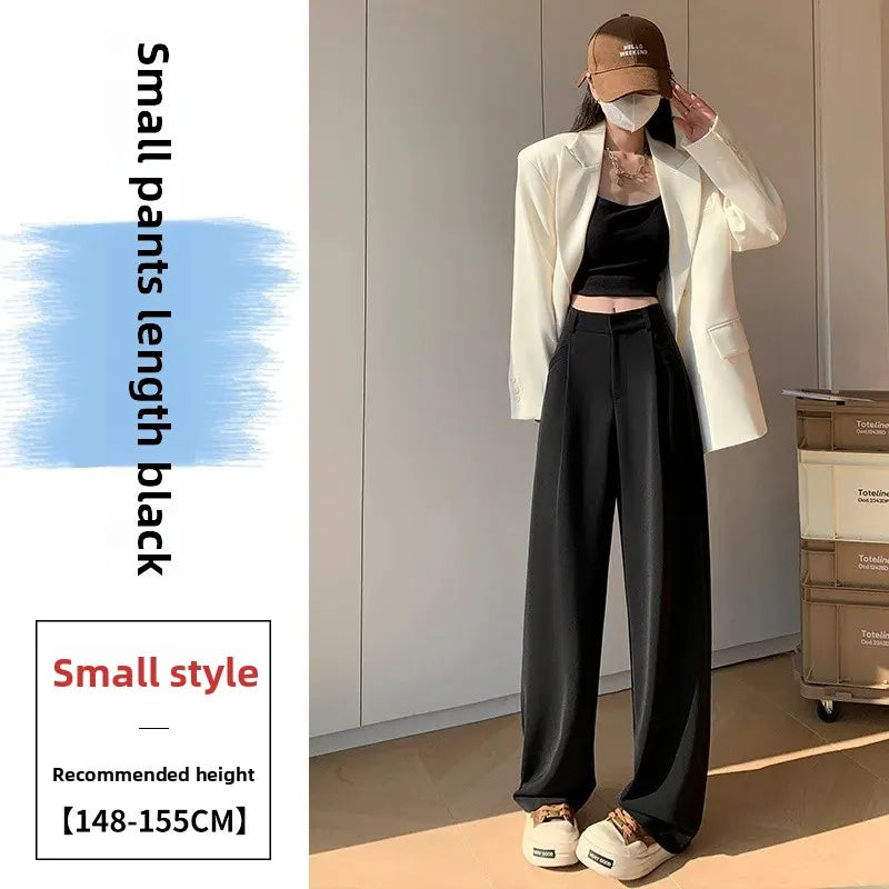 High Waist Wide Leg Straight Casual Pants Spring New Style Women's Suit Pants Floor Length Trousers Comfortable Fit Long Trouser Hussaynce