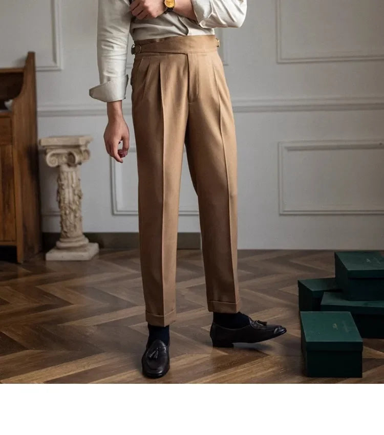 2023 Autumn/winter New Italian Style High-waisted Straight-leg Long Pants Casual Versatile Trousers For British Men Hussaynce