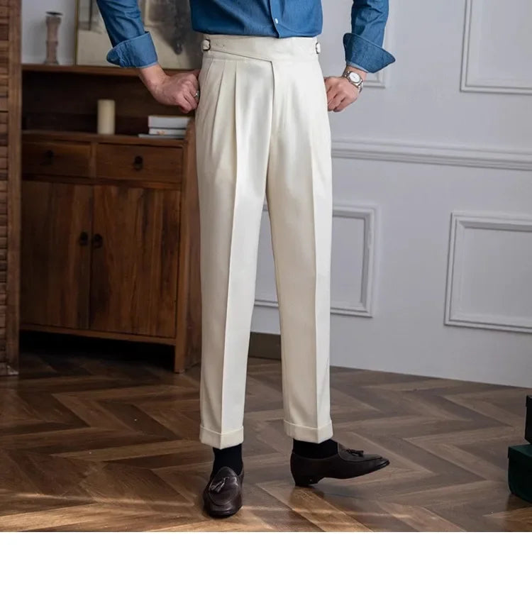 2023 Autumn/winter New Italian Style High-waisted Straight-leg Long Pants Casual Versatile Trousers For British Men Hussaynce