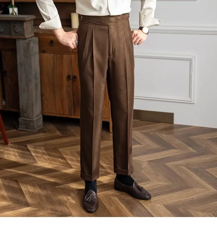 2023 Autumn/winter New Italian Style High-waisted Straight-leg Long Pants Casual Versatile Trousers For British Men Hussaynce