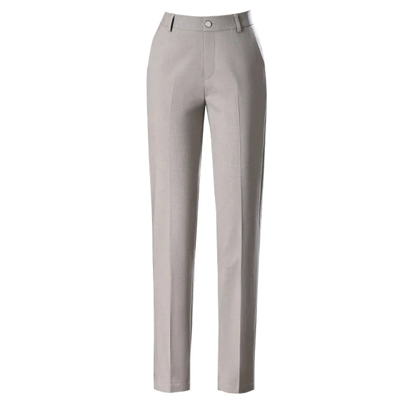 Fashion Women's Suit Pants Black Gray Khaki Pantalones Spring and Autumn Female Slim Trousers 26 27 28 29 30 31 32 33 Hussaynce