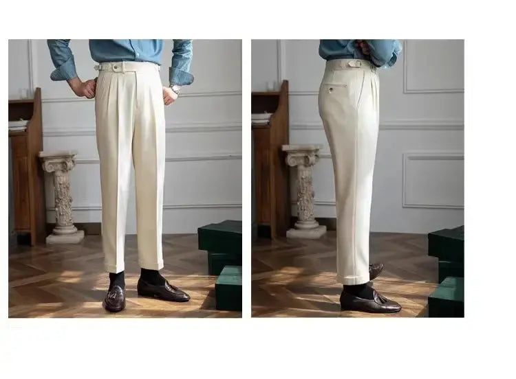 2023 Autumn/winter New Italian Style High-waisted Straight-leg Long Pants Casual Versatile Trousers For British Men Hussaynce
