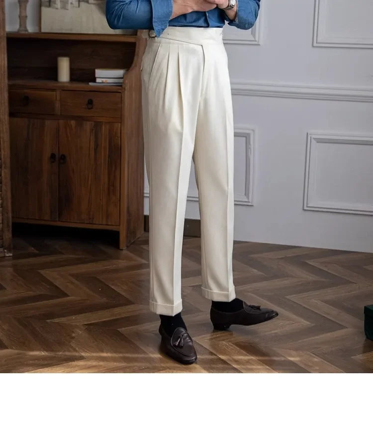 2023 Autumn/winter New Italian Style High-waisted Straight-leg Long Pants Casual Versatile Trousers For British Men Hussaynce