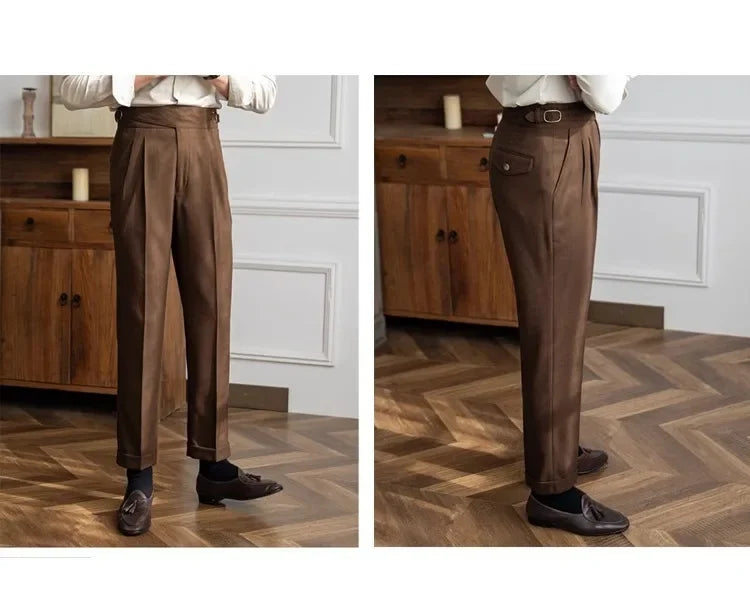 2023 Autumn/winter New Italian Style High-waisted Straight-leg Long Pants Casual Versatile Trousers For British Men Hussaynce