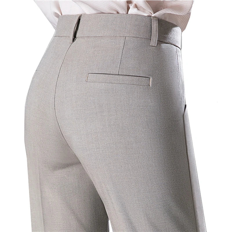 Fashion Women's Suit Pants Black Gray Khaki Pantalones Spring and Autumn Female Slim Trousers 26 27 28 29 30 31 32 33 Hussaynce
