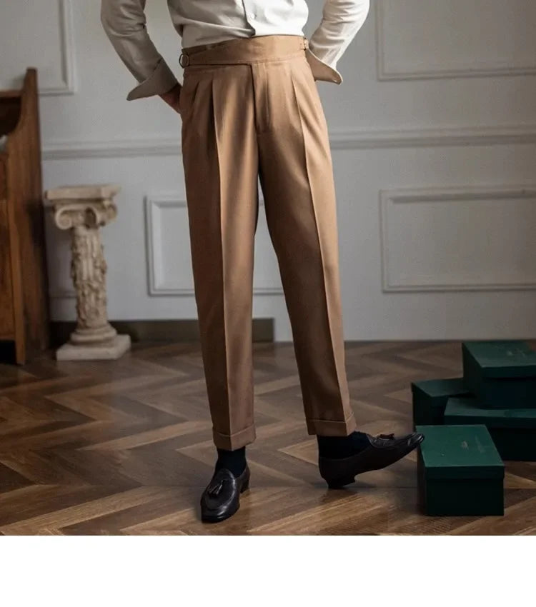 2023 Autumn/winter New Italian Style High-waisted Straight-leg Long Pants Casual Versatile Trousers For British Men Hussaynce